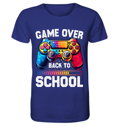 GAME OVER • BACK TO SCHOOL • Schule • Schulanfang • Unisex Premium T-Shirt XS-5XL aus Bio-Baumwolle für Damen & Herren • Exklusivdesign • personalisiert