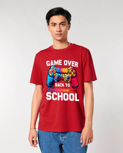 GAME OVER • BACK TO SCHOOL • Schule • Schulanfang • Unisex Premium T-Shirt XS-5XL aus Bio-Baumwolle für Damen & Herren • Exklusivdesign • personalisiert