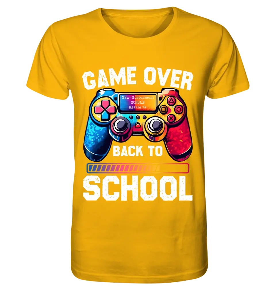 GAME OVER • BACK TO SCHOOL • School • Back to school • Unisex Premium T-Shirt XS-5XL made of organic cotton for women &amp; men • Exclusive design • personalized