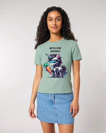 CYBER UNICORN + Text • Ladies Premium T-Shirt XS-2XL made of organic cotton for women • Exclusive design • personalized