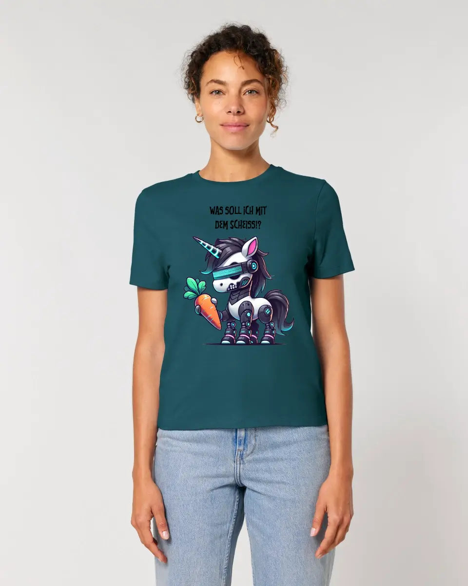 CYBER UNICORN + Text • Ladies Premium T-Shirt XS-2XL made of organic cotton for women • Exclusive design • personalized