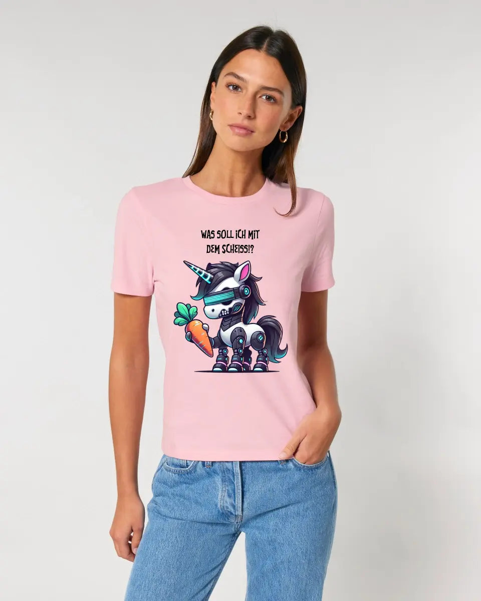 CYBER UNICORN + Text • Ladies Premium T-Shirt XS-2XL made of organic cotton for women • Exclusive design • personalized