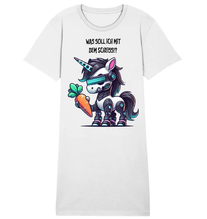 CYBER UNICORN + Text • Halloween • Ladies Premium T-Shirt Dress made of organic cotton S-2XL • Exclusive design • personalized