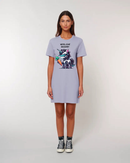 CYBER UNICORN + Text • Halloween • Ladies Premium T-Shirt Dress made of organic cotton S-2XL • Exclusive design • personalized