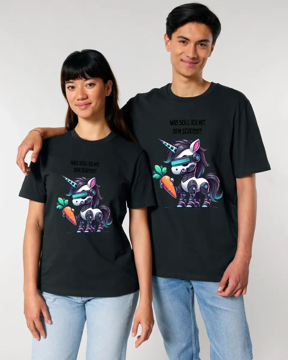 CYBER EINHORN + Text • Halloween • Unisex Premium T-Shirt XS-5XL aus Bio-Baumwolle für Damen & Herren • Exklusivdesign • personalisiert