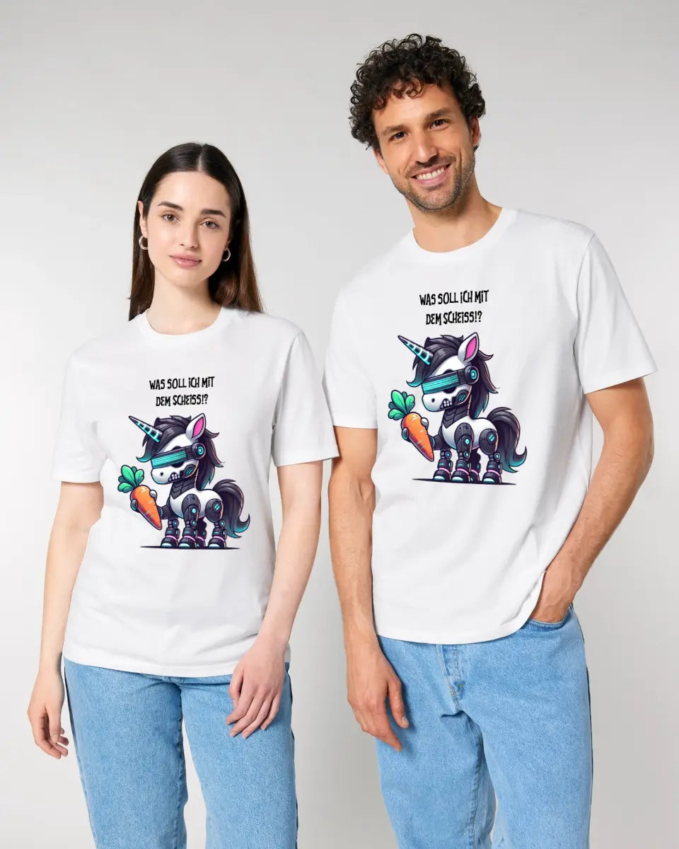 CYBER EINHORN + Text • Halloween • Unisex Premium T-Shirt XS-5XL aus Bio-Baumwolle für Damen & Herren • Exklusivdesign • personalisiert