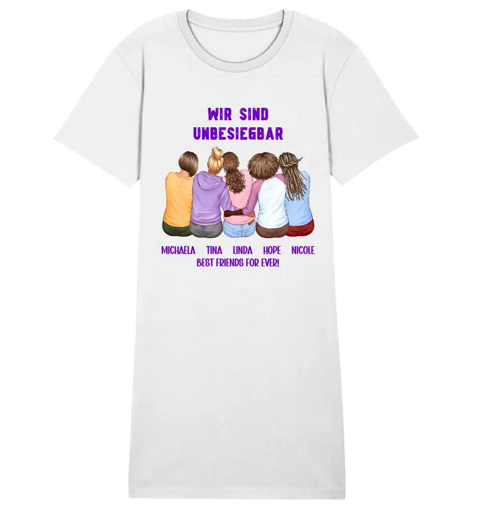 5in1: Design 2-5 friends - Ladies Premium T-Shirt Dress made of organic cotton S-2XL