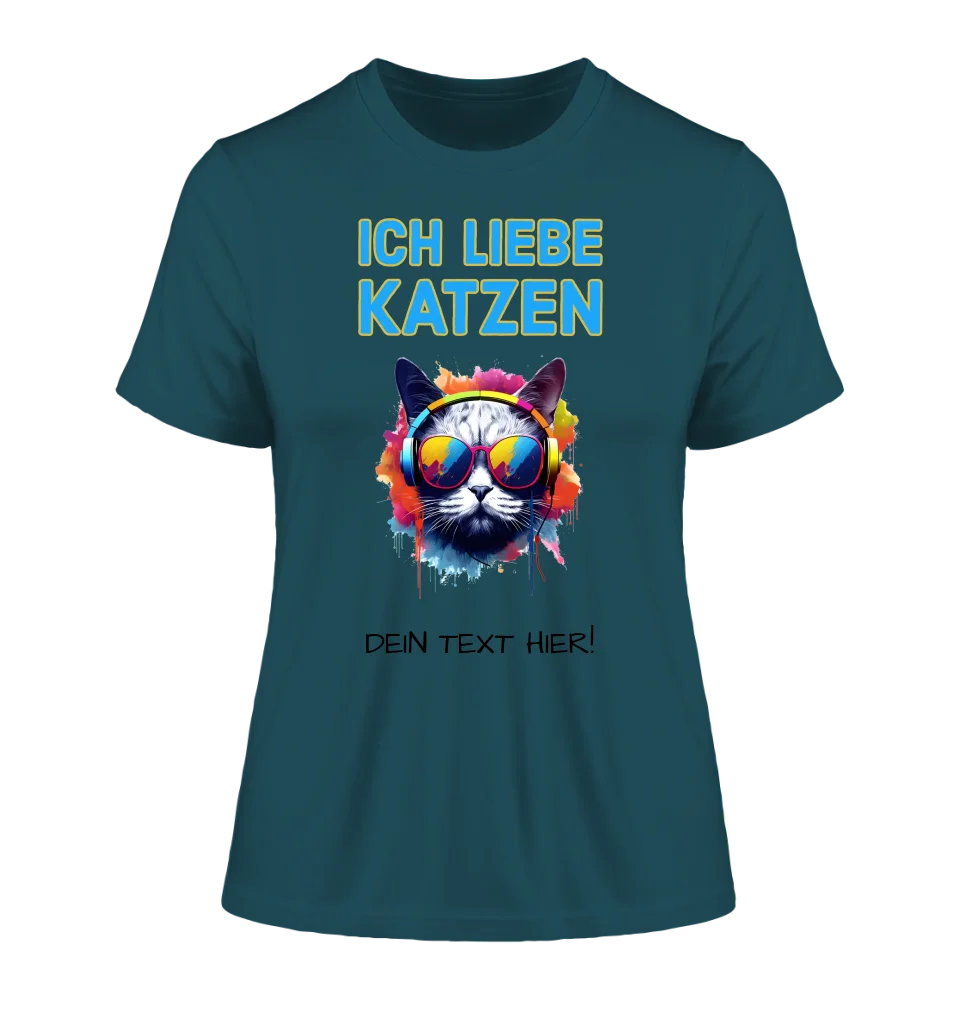 Wähle die Katze (mit Motivauswahl + Text) • Ladies Premium T-Shirt XS-2XL aus Bio-Baumwolle für Damen • Exklusivdesign • personalisiert