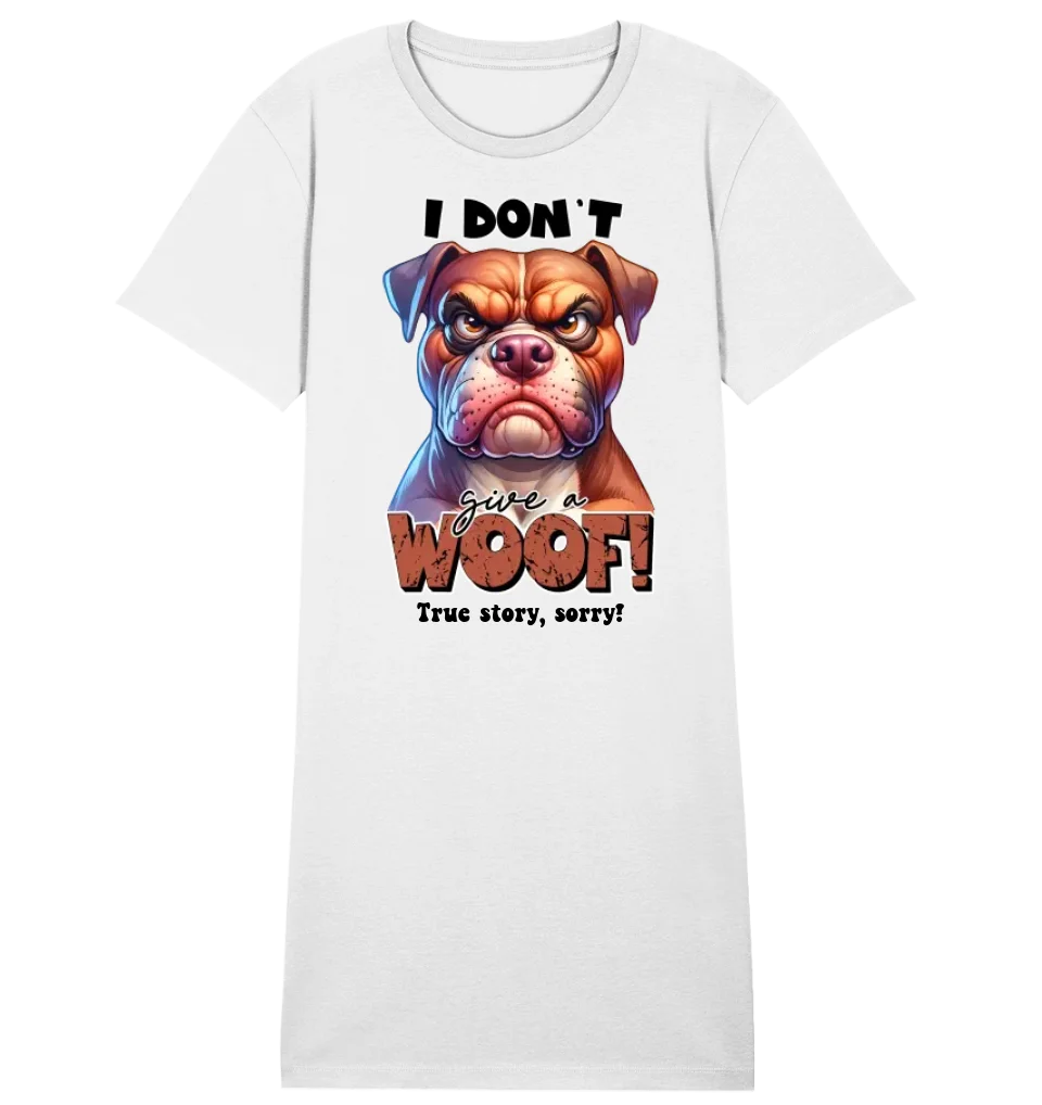 Woof! • Dog • Ladies Premium T-Shirt Dress made of organic cotton S-2XL • Exclusive design • personalized