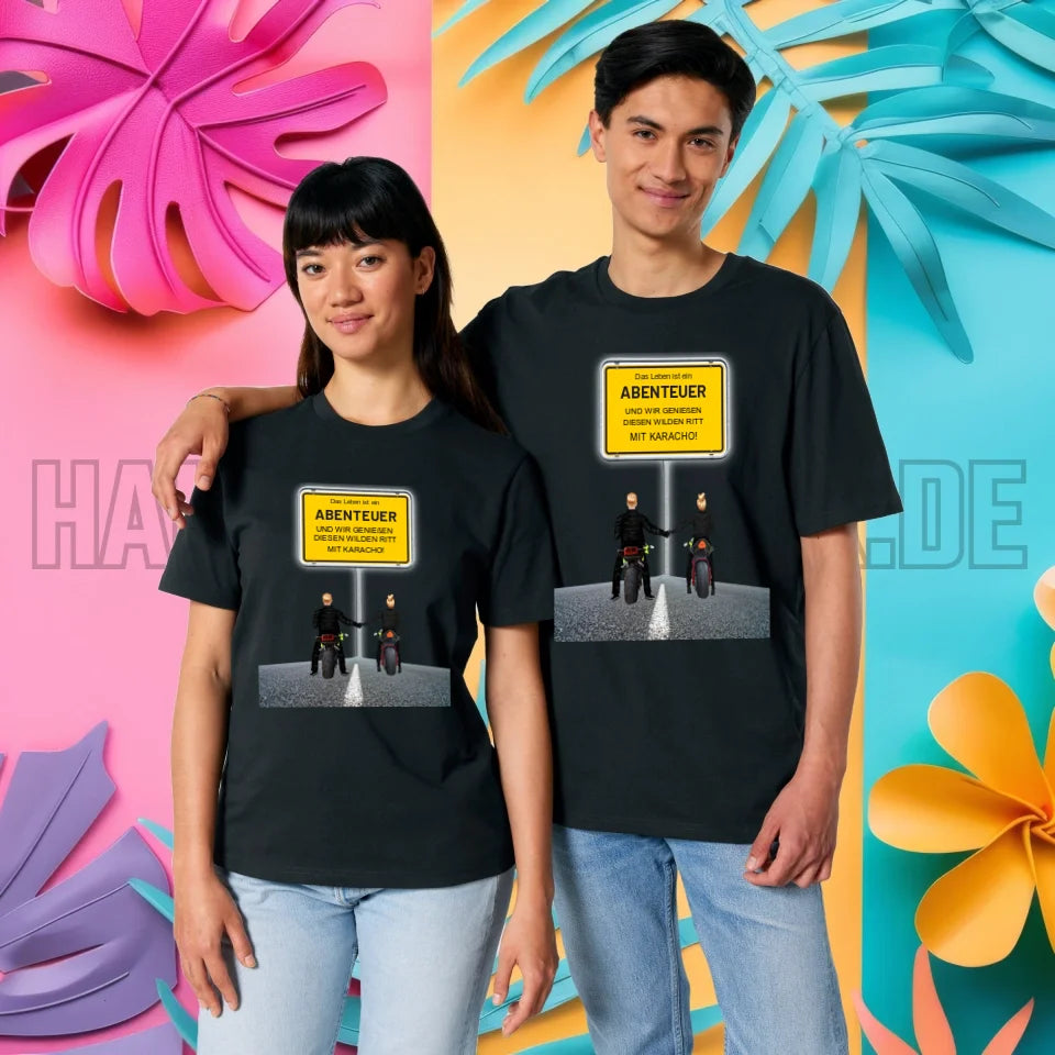 Ortsschild-Designer mit Motorrad-Couple • Unisex Premium T-Shirt XS-5XL aus Bio-Baumwolle für Damen & Herren