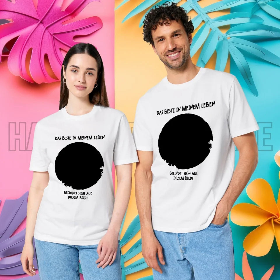 Dein Bild in Kreisform + Text • Unisex Premium T-Shirt XS-5XL aus Bio-Baumwolle für Damen & Herren • Exklusivdesign • personalisiert