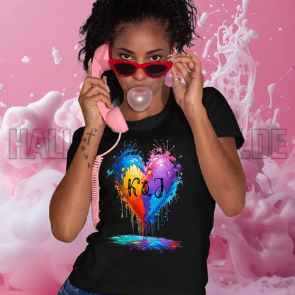 Buntes Herz Splash • Ladies Premium T-Shirt XS-2XL aus Bio-Baumwolle für Damen • Exklusivdesign • personalisiert