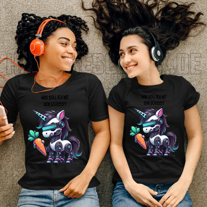 CYBER EINHORN + Text • Ladies Premium T-Shirt XS-2XL aus Bio-Baumwolle für Damen • Exklusivdesign • personalisiert