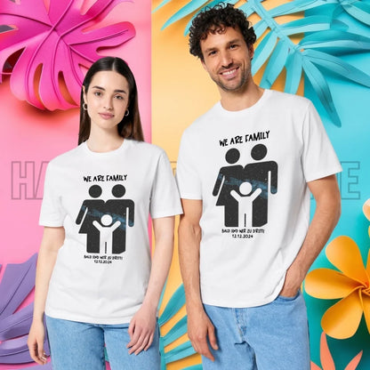 Echte Sternenkarte + Text • Kleine Familie • werdende Eltern • Unisex Premium T-Shirt XS-5XL aus Bio-Baumwolle für Damen & Herren • Exklusivdesign • personalisiert