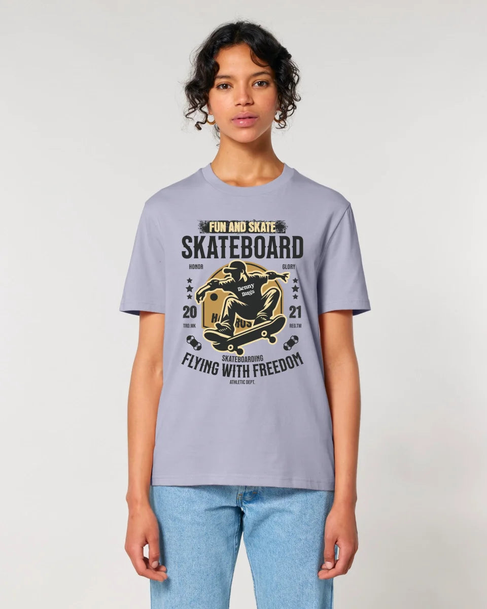 Skater with desired name • Skateboard • Unisex Premium T-Shirt XS-5XL made of organic cotton for women &amp; men • Exclusive design • personalized