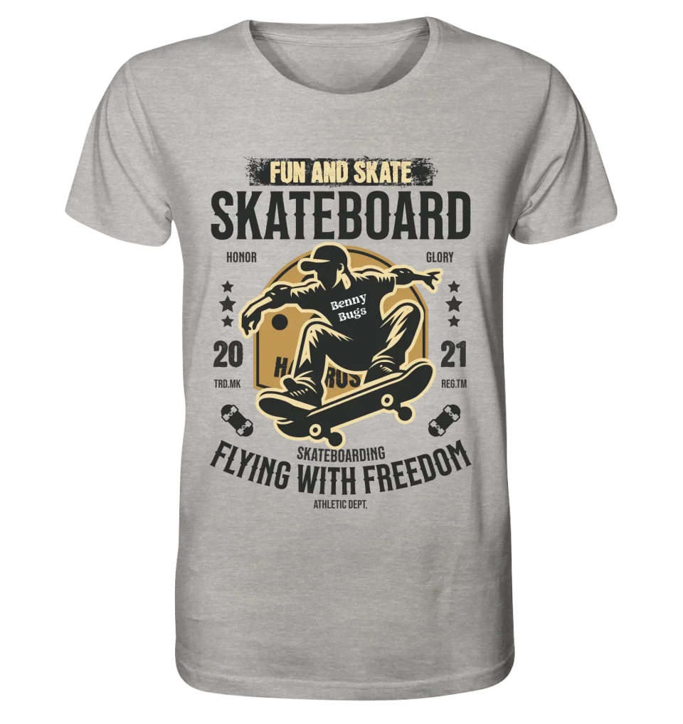 Skater mit Wunschname • Skateboard • Unisex Premium T-Shirt XS-5XL aus Bio-Baumwolle für Damen & Herren • Exklusivdesign • personalisiert