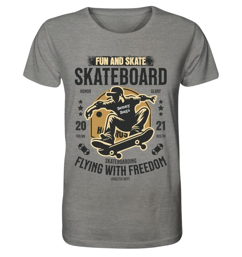 Skater with desired name • Skateboard • Unisex Premium T-Shirt XS-5XL made of organic cotton for women &amp; men • Exclusive design • personalized