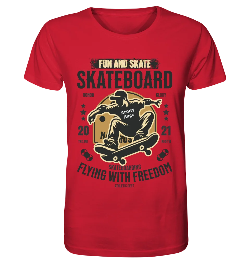 Skater mit Wunschname • Skateboard • Unisex Premium T-Shirt XS-5XL aus Bio-Baumwolle für Damen & Herren • Exklusivdesign • personalisiert