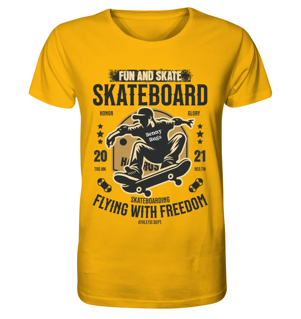 Skater with desired name • Skateboard • Unisex Premium T-Shirt XS-5XL made of organic cotton for women &amp; men • Exclusive design • personalized