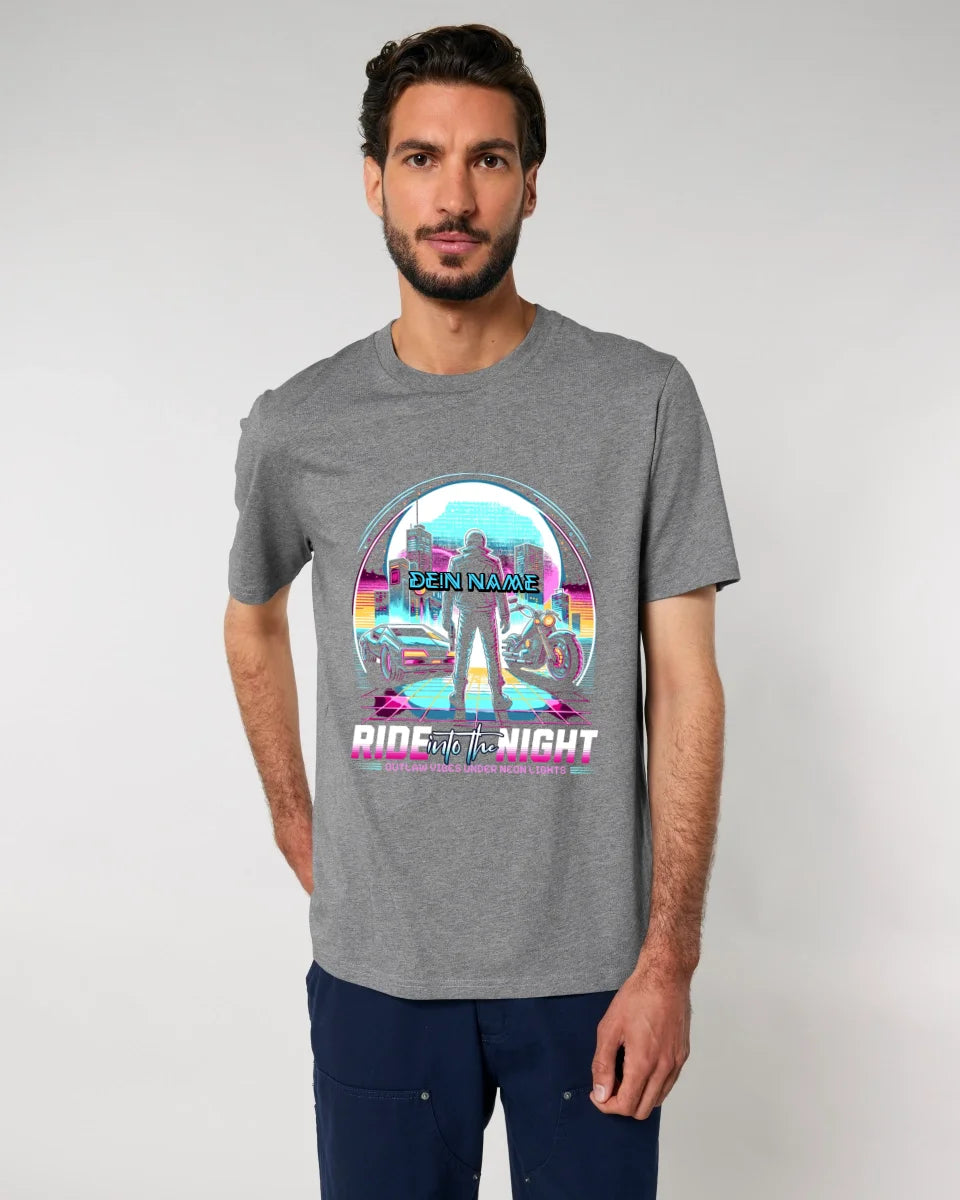 Your name • Ride into the night • Retro • 80s • Cyberpunk • Unisex Premium T-Shirt XS-5XL made of organic cotton for women &amp; men • Exclusive design • personalized