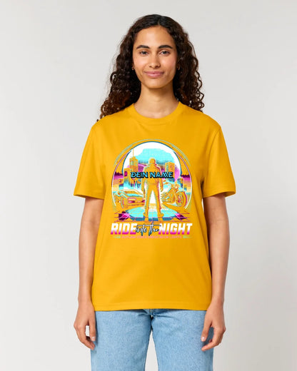 Your name • Ride into the night • Retro • 80s • Cyberpunk • Unisex Premium T-Shirt XS-5XL made of organic cotton for women &amp; men • Exclusive design • personalized