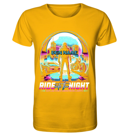 Your name • Ride into the night • Retro • 80s • Cyberpunk • Unisex Premium T-Shirt XS-5XL made of organic cotton for women &amp; men • Exclusive design • personalized