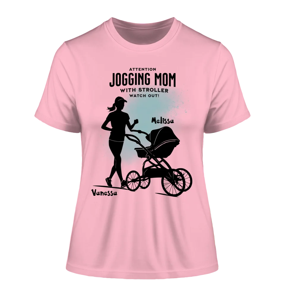 Jogging Mom with Stroller • Mom + Text • Desired Name • Ladies Premium T-Shirt XS-2XL made of organic cotton for women • Exclusive design • personalized