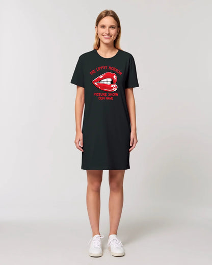 The Lippsy Horror Picture Show + Name • Women • Woman • Ladies Premium T-Shirt Dress made of organic cotton S-2XL • Exclusive design • personalized • Halloween