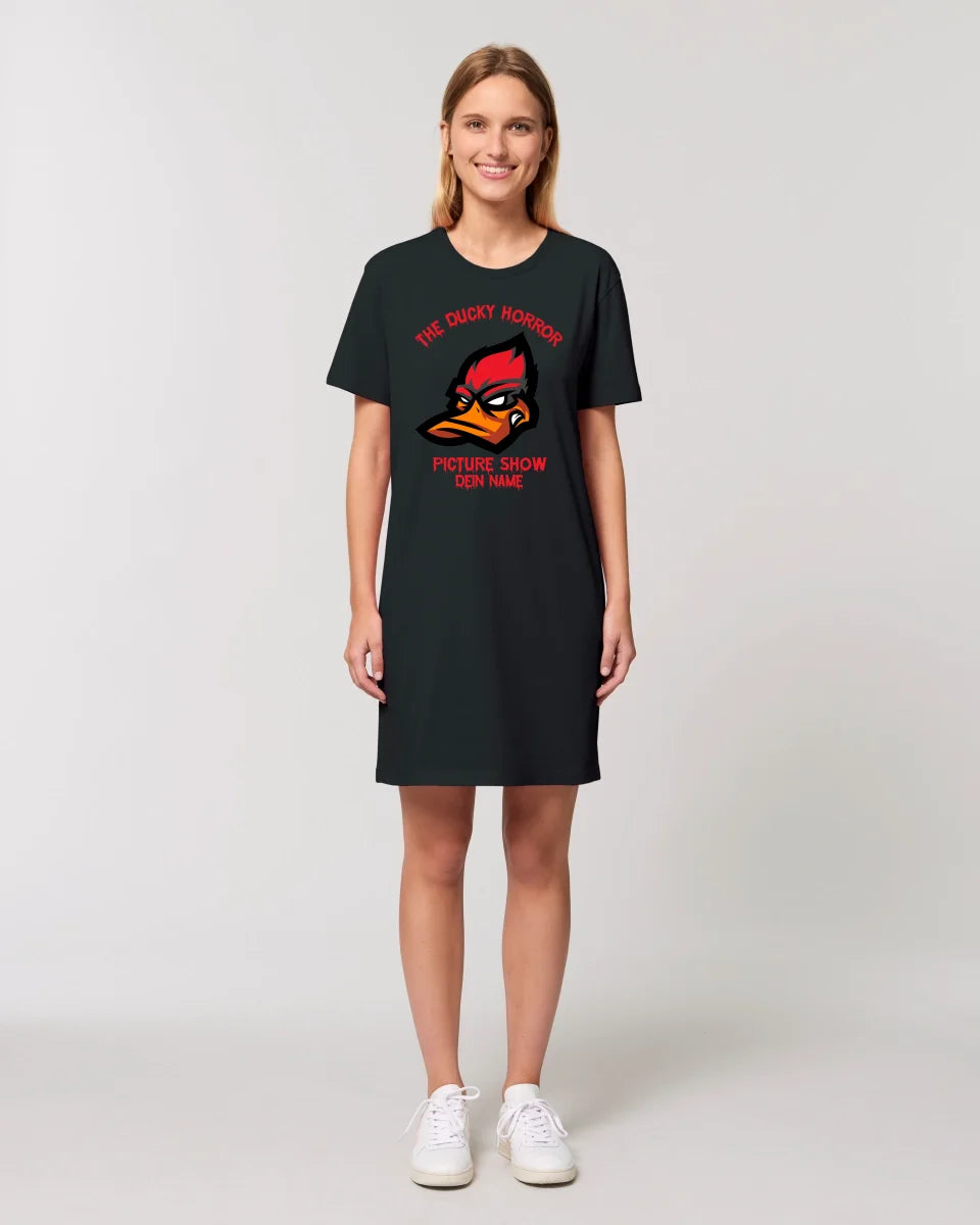 The Ducky Horror Picture Show + Name • Women • Woman • Ladies Premium T-Shirt Dress made of organic cotton S-2XL • Exclusive design • personalized • Halloween