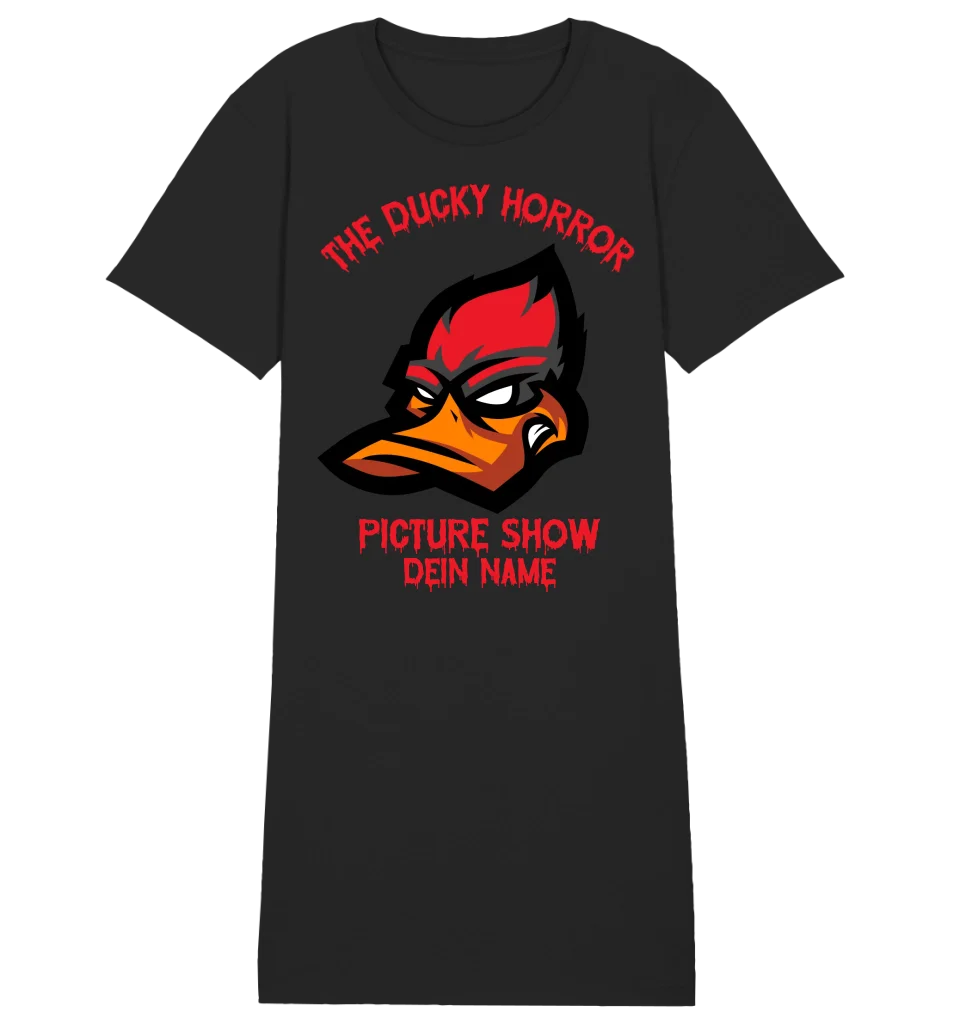 The Ducky Horror Picture Show + Name • Women • Woman • Ladies Premium T-Shirt Dress made of organic cotton S-2XL • Exclusive design • personalized • Halloween