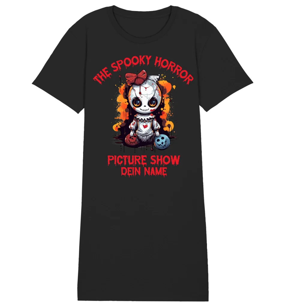 The Spooky Horror Picture Show + Name • Women • Woman • Ladies Premium T-Shirt Dress made of organic cotton S-2XL • Exclusive design • personalized • Halloween