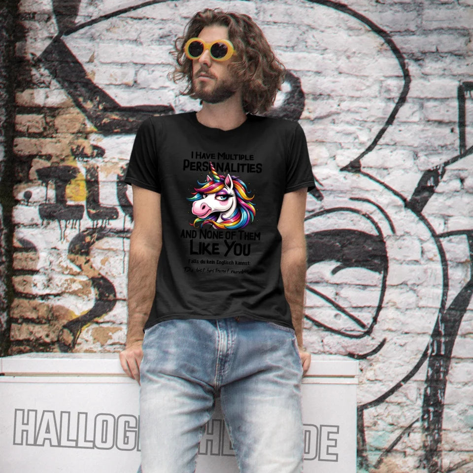 Einhorn - Multiple Persönlichkeit • Katze • Unisex Premium T-Shirt XS-5XL aus Bio-Baumwolle für Damen & Herren • Exklusivdesign • personalisiert