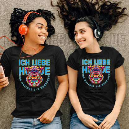 Ich liebe Hunde und 2-3 Menschen • Ladies Premium T-Shirt XS-2XL aus Bio-Baumwolle für Damen • Exklusivdesign • personalisiert