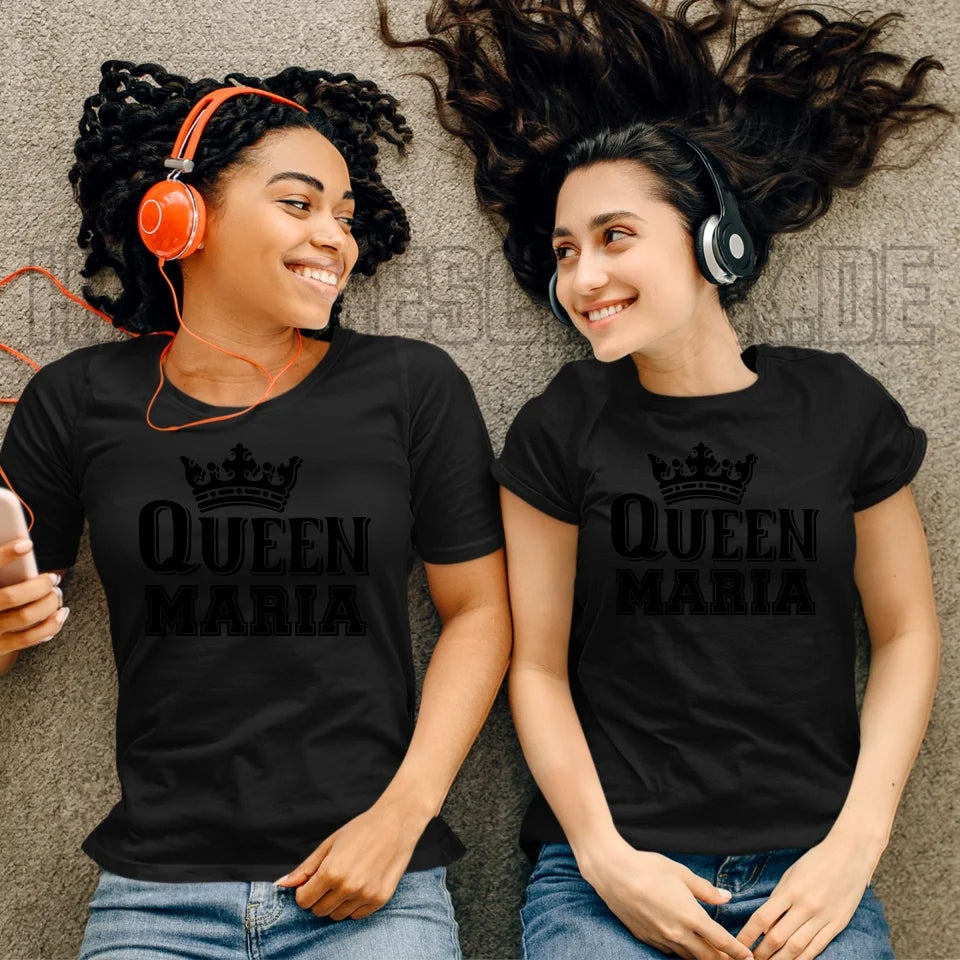 QUEEN + WUNSCHNAME • Ladies Premium T-Shirt XS-2XL aus Bio-Baumwolle für Damen • Exklusivdesign • personalisiert