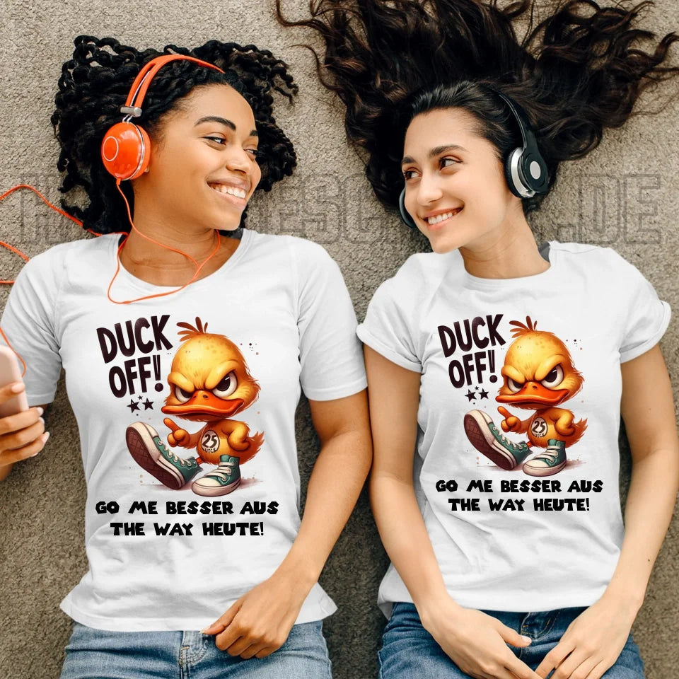 DUCK OFF • ENTE • Ladies Premium T-Shirt XS-2XL aus Bio-Baumwolle für Damen • Exklusivdesign • personalisiert