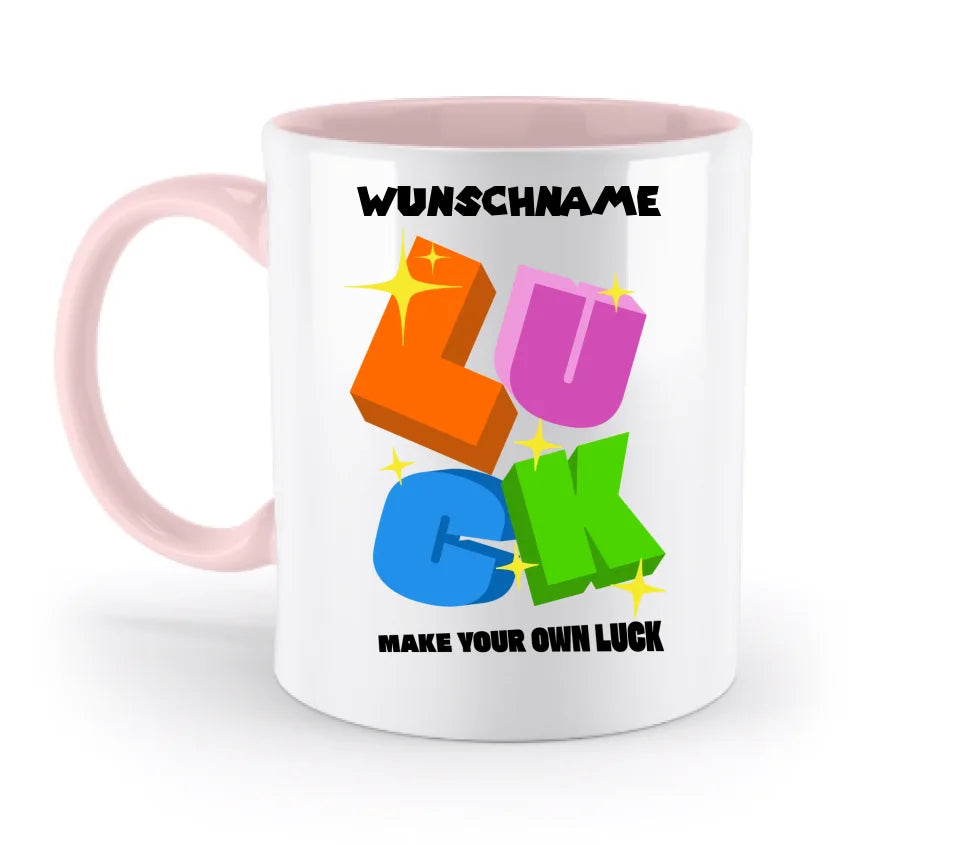 Luck + dein Name • zweifarbige Tasse spülmaschinengeeignet • Exklusivdesign • personalisiert