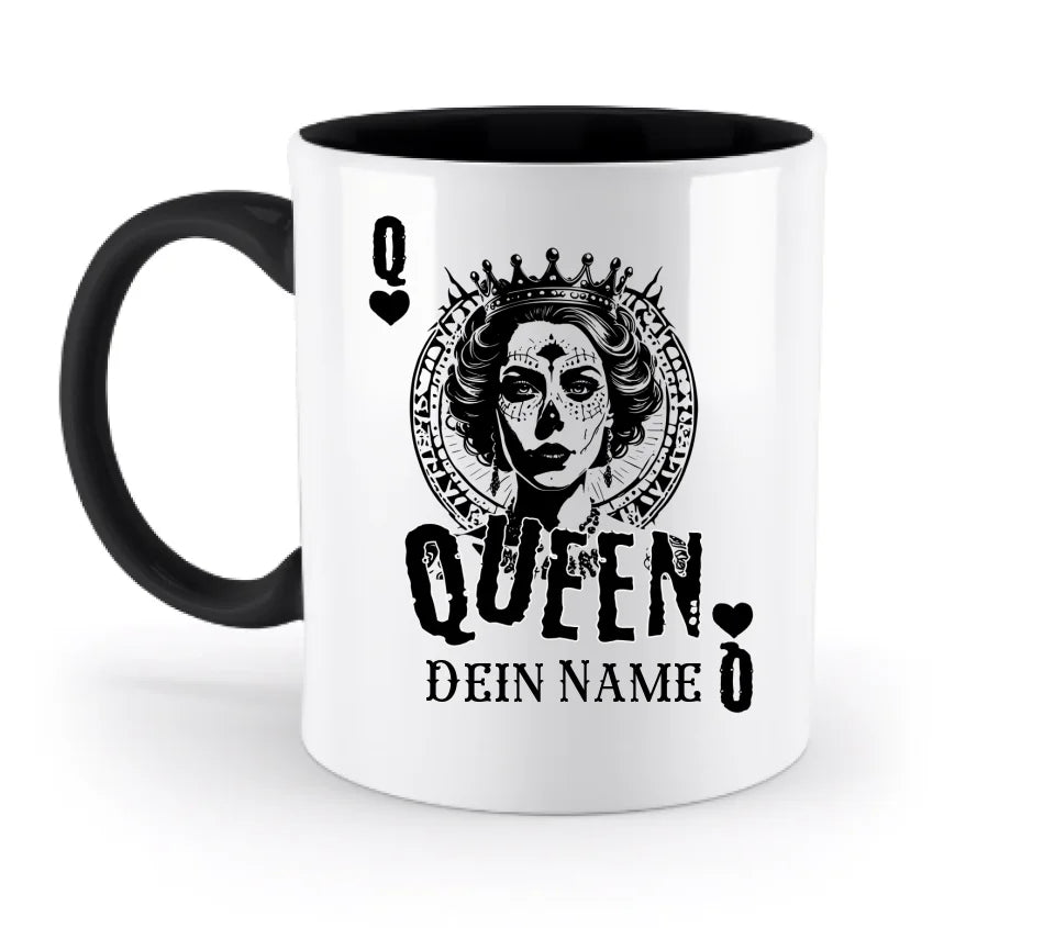 Poker Queen + dein Name • zweifarbige Tasse spülmaschinengeeignet • Exklusivdesign • personalisiert