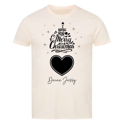 Dein Bild im Merry Christmas Tree + Name für Weihnachten • preiswertes Classic T-Shirt Unisex/Bio