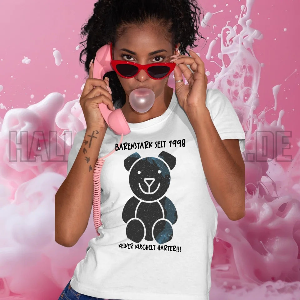 Echte Sternenkarte als Teddybär + Text • Ladies Premium T-Shirt XS-2XL aus Bio-Baumwolle für Damen • Exklusivdesign • personalisiert