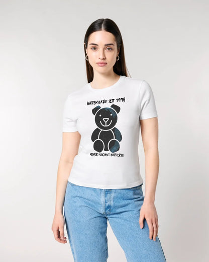 Echte Sternenkarte als Teddybär + Text • Ladies Premium T-Shirt XS-2XL aus Bio-Baumwolle für Damen • Exklusivdesign • personalisiert