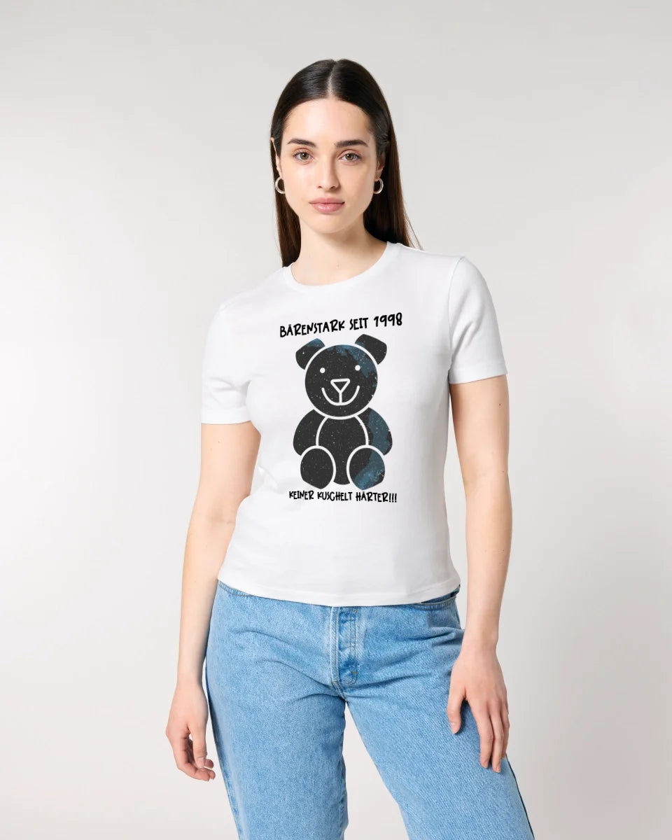 Echte Sternenkarte als Teddybär + Text • Ladies Premium T-Shirt XS-2XL aus Bio-Baumwolle für Damen • Exklusivdesign • personalisiert