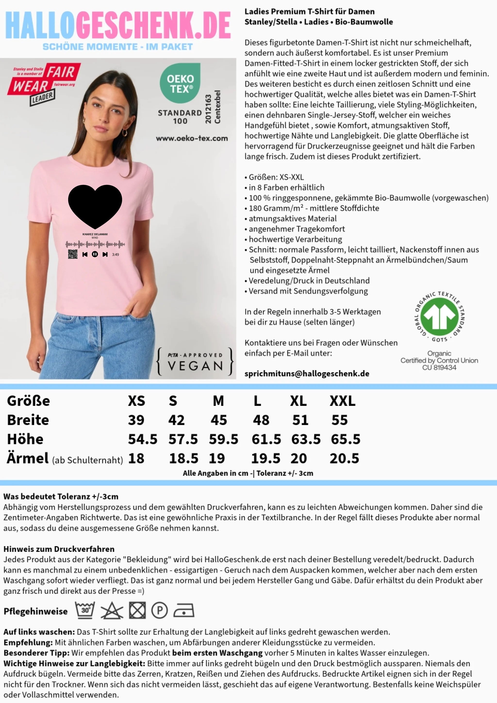 Dein Bild mit Spotify QR Code • Ladies Premium T-Shirt XS-2XL aus Bio-Baumwolle für Damen • Exklusivdesign • personalisiert