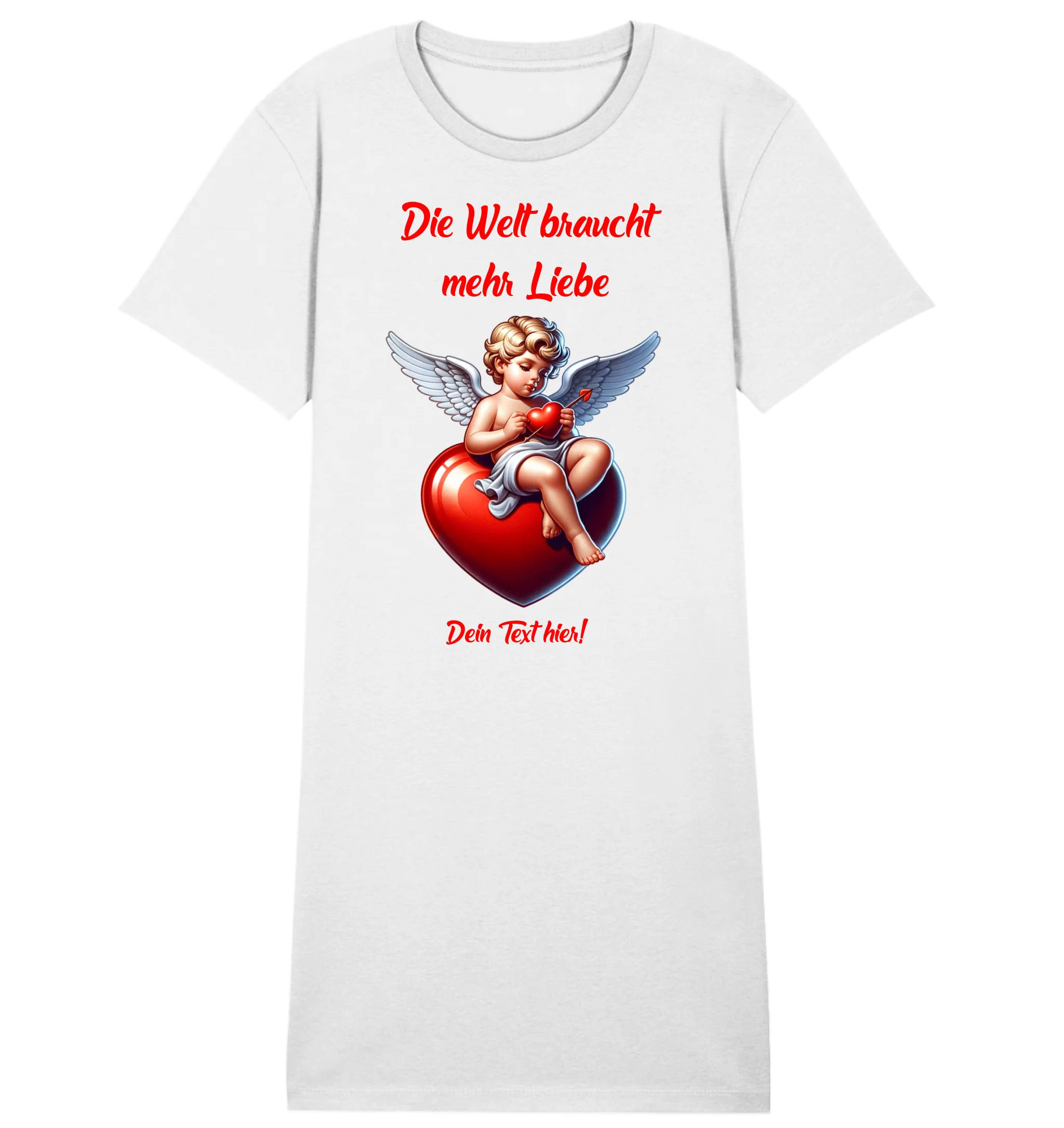 Mehr Liebe • Valentinstag • Ladies Premium T-Shirt Kleid aus Bio-Baumwolle S-2XL • Exklusivdesign • personalisiert