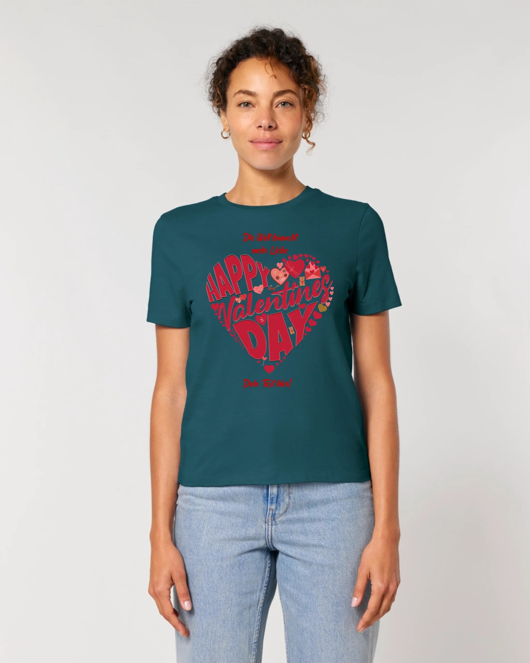 Valentinstag • Herz • Ladies Premium T-Shirt XS-2XL aus Bio-Baumwolle für Damen • Exklusivdesign • personalisiert