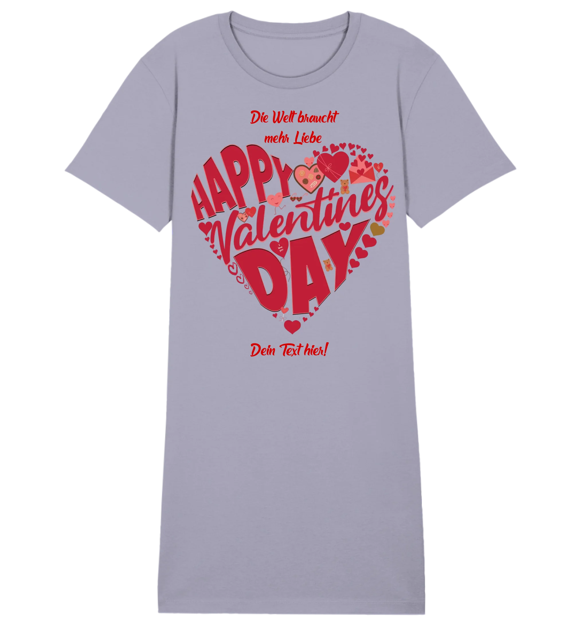 Valentinstag • Herz • Ladies Premium T-Shirt Kleid aus Bio-Baumwolle S-2XL • Exklusivdesign • personalisiert