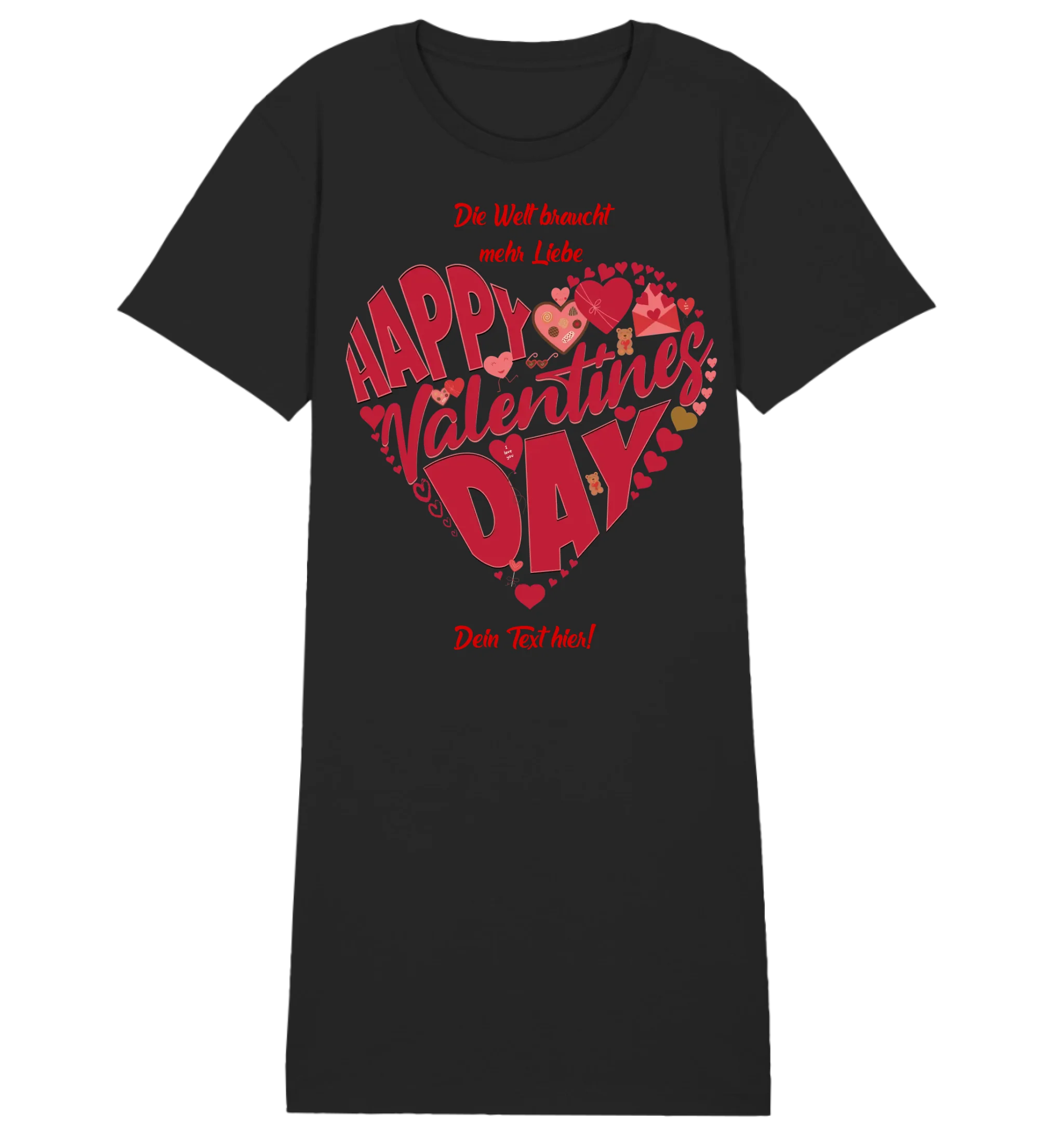 Valentinstag • Herz • Ladies Premium T-Shirt Kleid aus Bio-Baumwolle S-2XL • Exklusivdesign • personalisiert