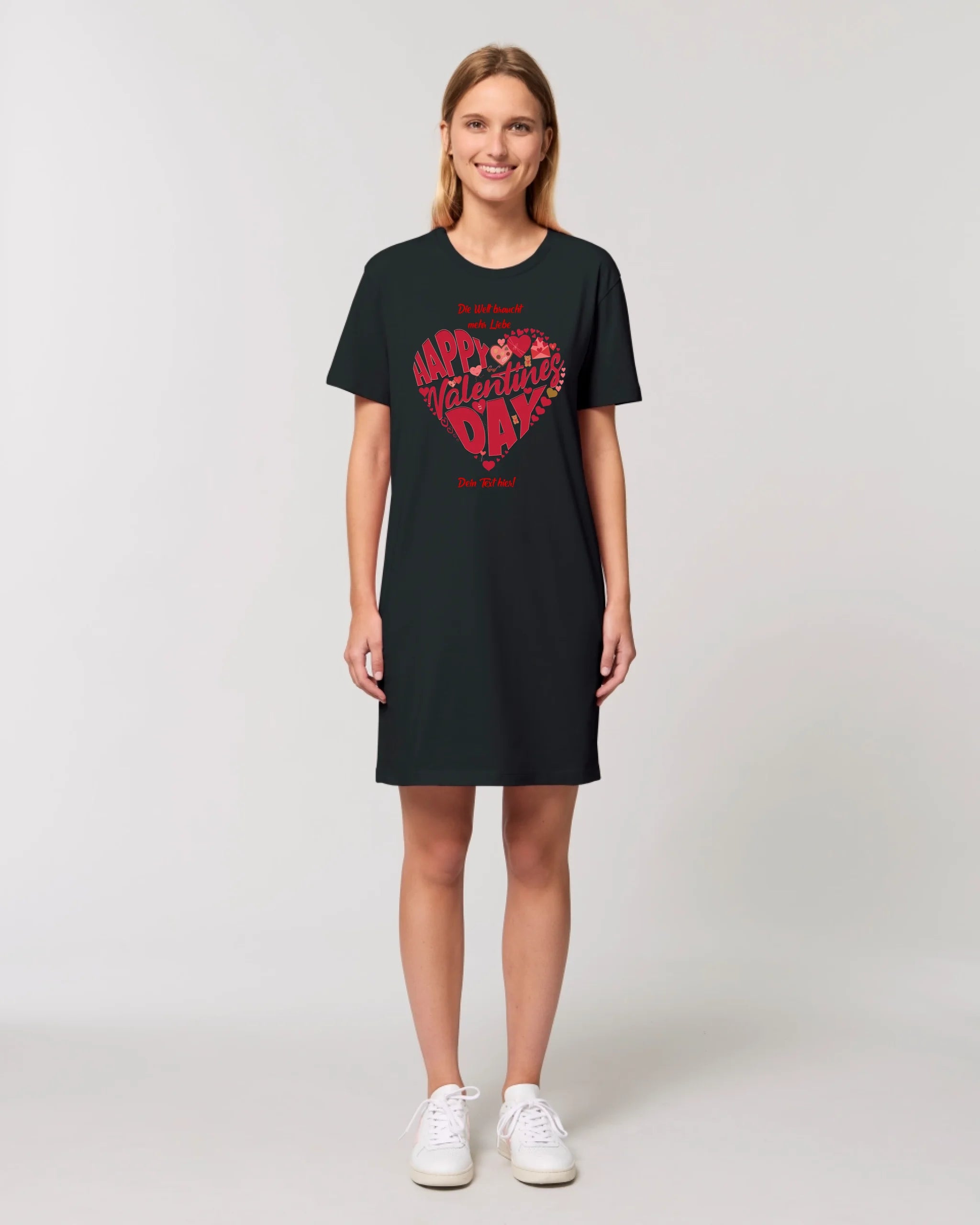 Valentinstag • Herz • Ladies Premium T-Shirt Kleid aus Bio-Baumwolle S-2XL • Exklusivdesign • personalisiert