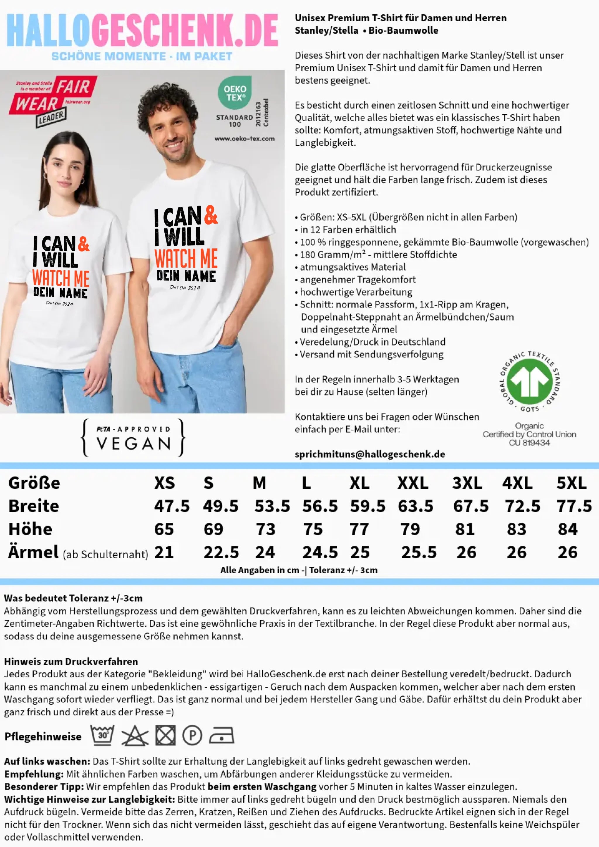 I CAN & I WILL • Unisex Premium T-Shirt XS-5XL aus Bio-Baumwolle für Damen & Herren • Exklusivdesign • personalisiert