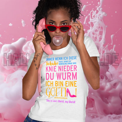 Immer wenn ich Schuhe • Göttin • 4 Versionen • Ladies Premium T-Shirt XS-2XL aus Bio-Baumwolle für Damen • Exklusivdesign • personalisiert