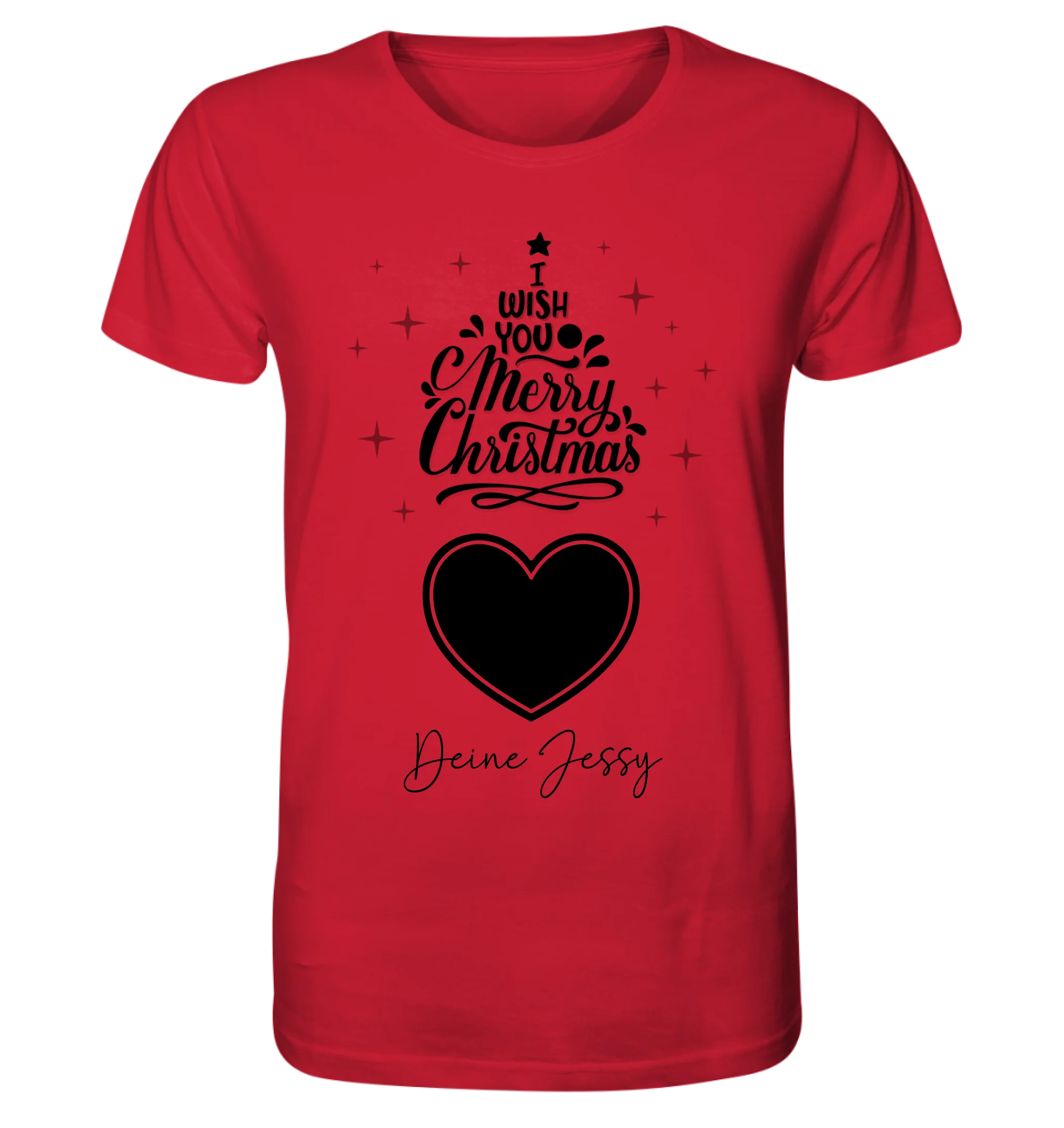 Dein Bild im Merry Christmas Tree + Name für Weihnachten • Unisex Premium T-Shirt XS-5XL aus Bio-Baumwolle für Damen & Herren • Exklusivdesign • personalisiert